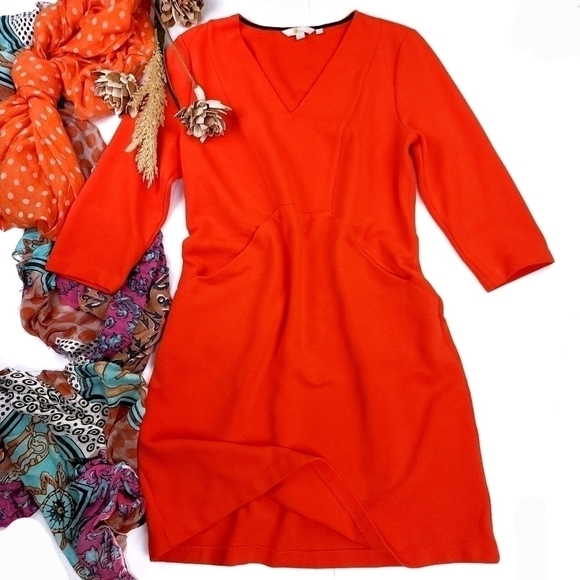 Boden Dresses & Skirts - BODEN Orange Cream Thick Knit Pocketed Dress Sz 12R